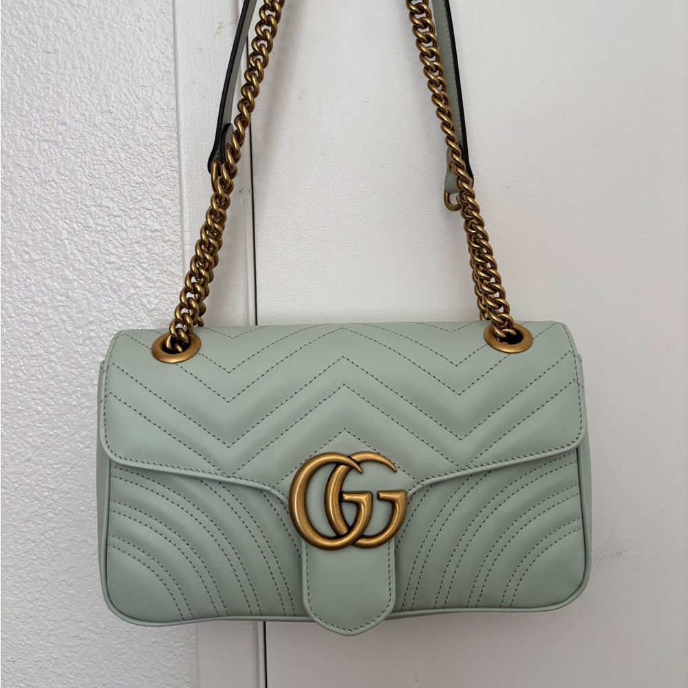 Gucci Mint Green Chevron Shoulder Bag